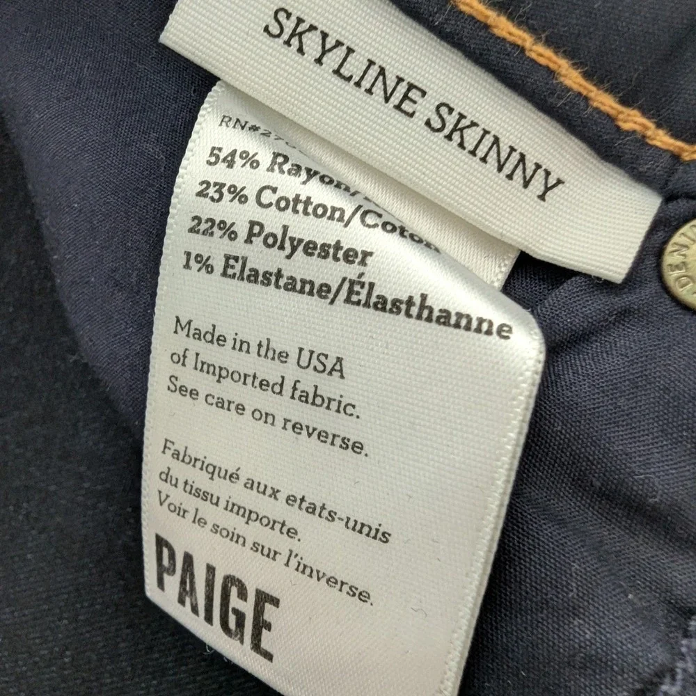 PAIGE Skyline Skinny Low Rise Dark Wash Denim Jeans Women's Size 28 Sleek Modern